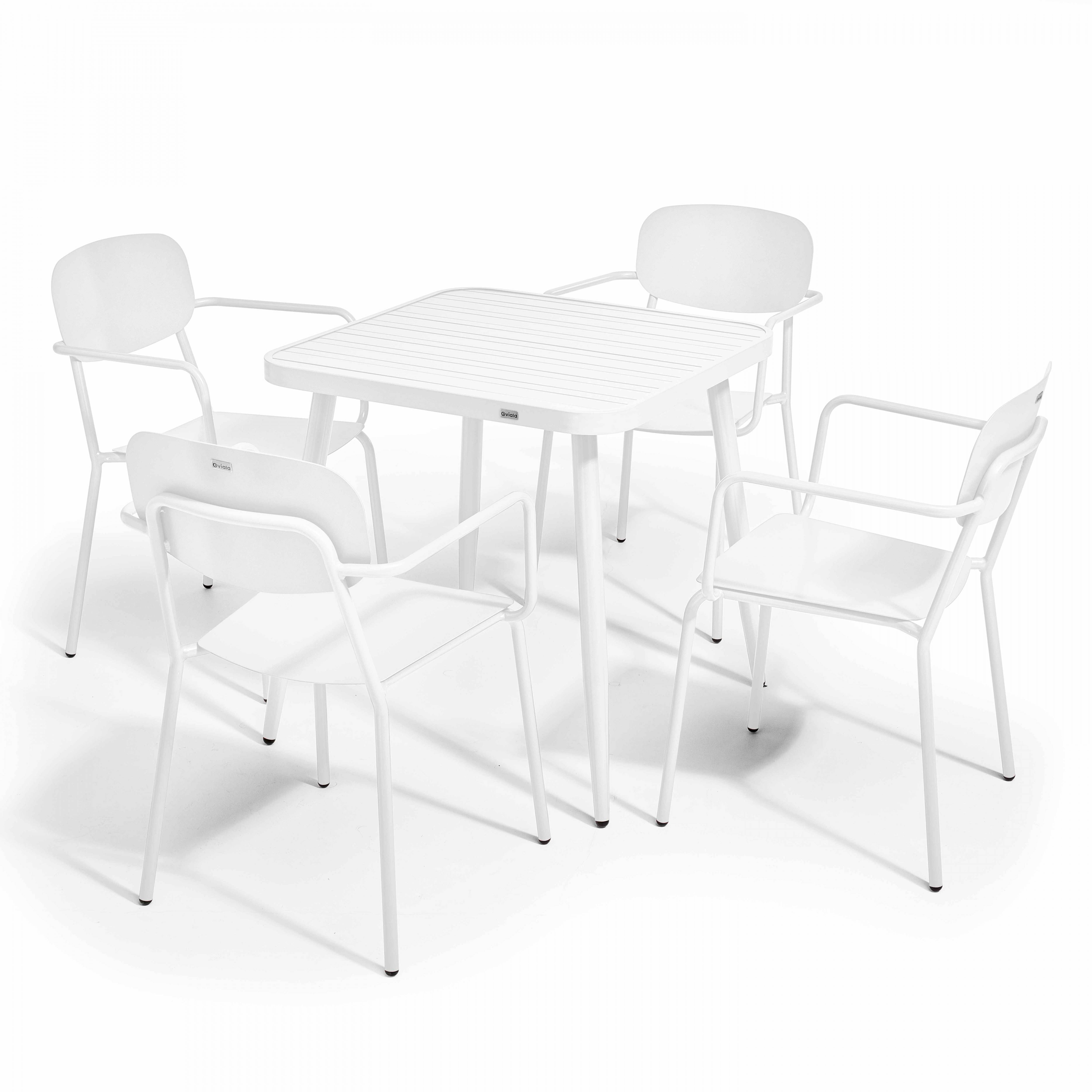 Oviala - Ensemble table de jardin et 4 fauteuils en aluminium blanc Bristol - Oviala - Image 1