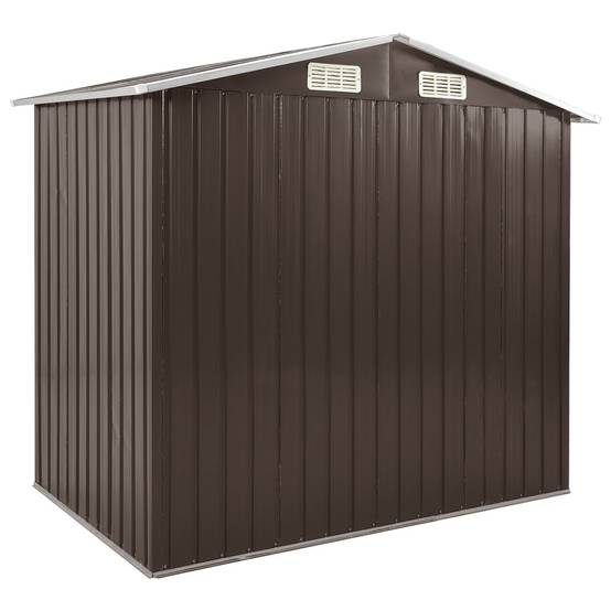 Abri de jardin cabane cabanon maison de stockage remise extérieur hangar outils robuste avec étagère 205 x 130 x 183 cm Fer marron - Image 4