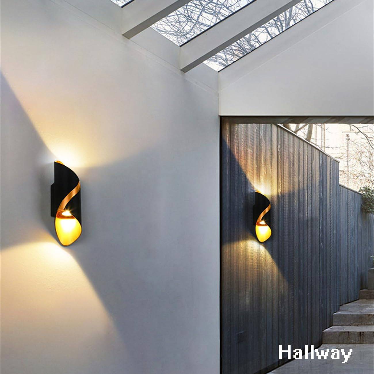 8 in 1 - Moderne Spirale Applique Murale LED 10W Métal 3000K Blanc Chaud IP65 Intérieur Extérieur pour Salle Bain Escalier Salon Chambre - Image 2