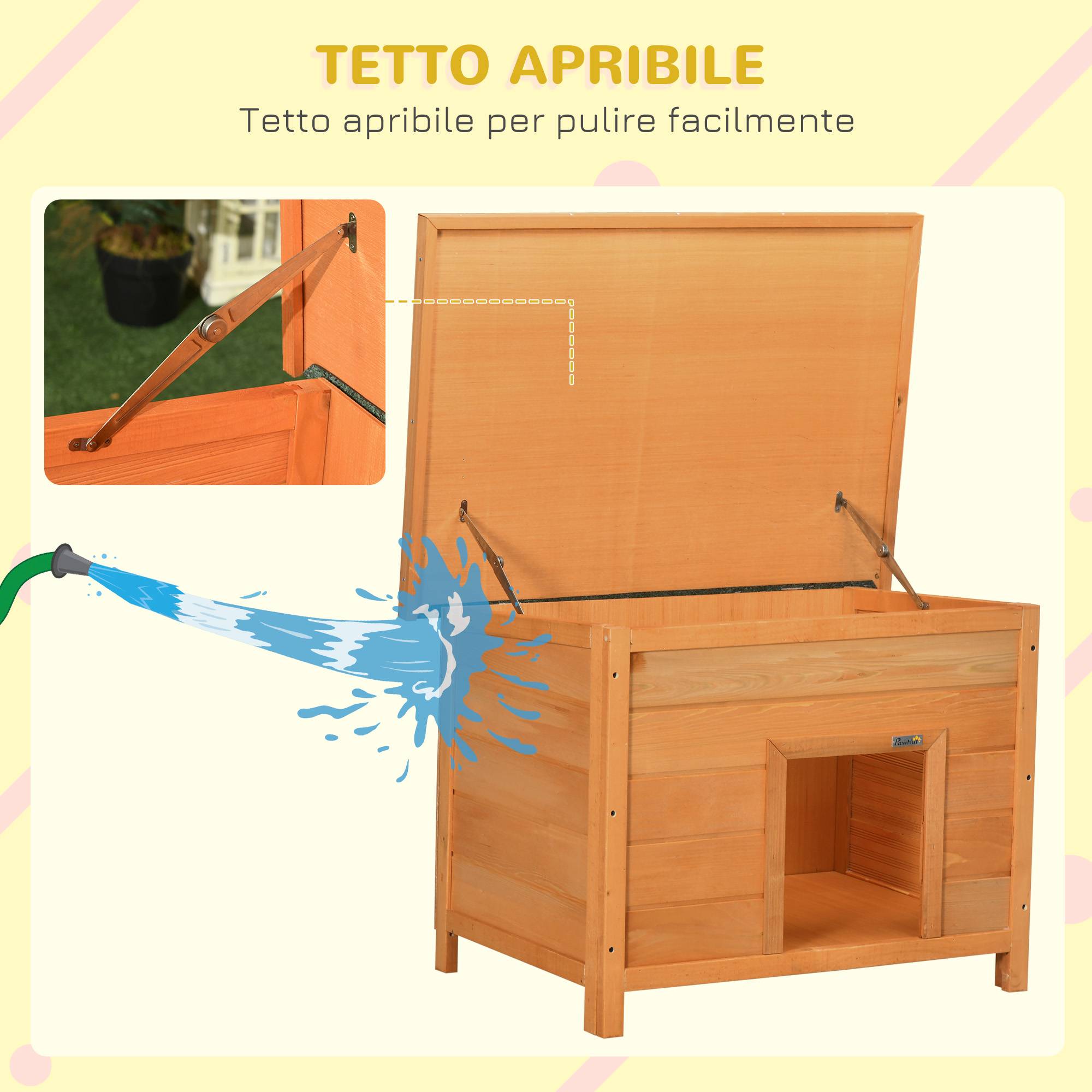 Niche d'extérieur étanche pour chien, en bois de sapin, 82 x 58 x 58 cm - Image 7