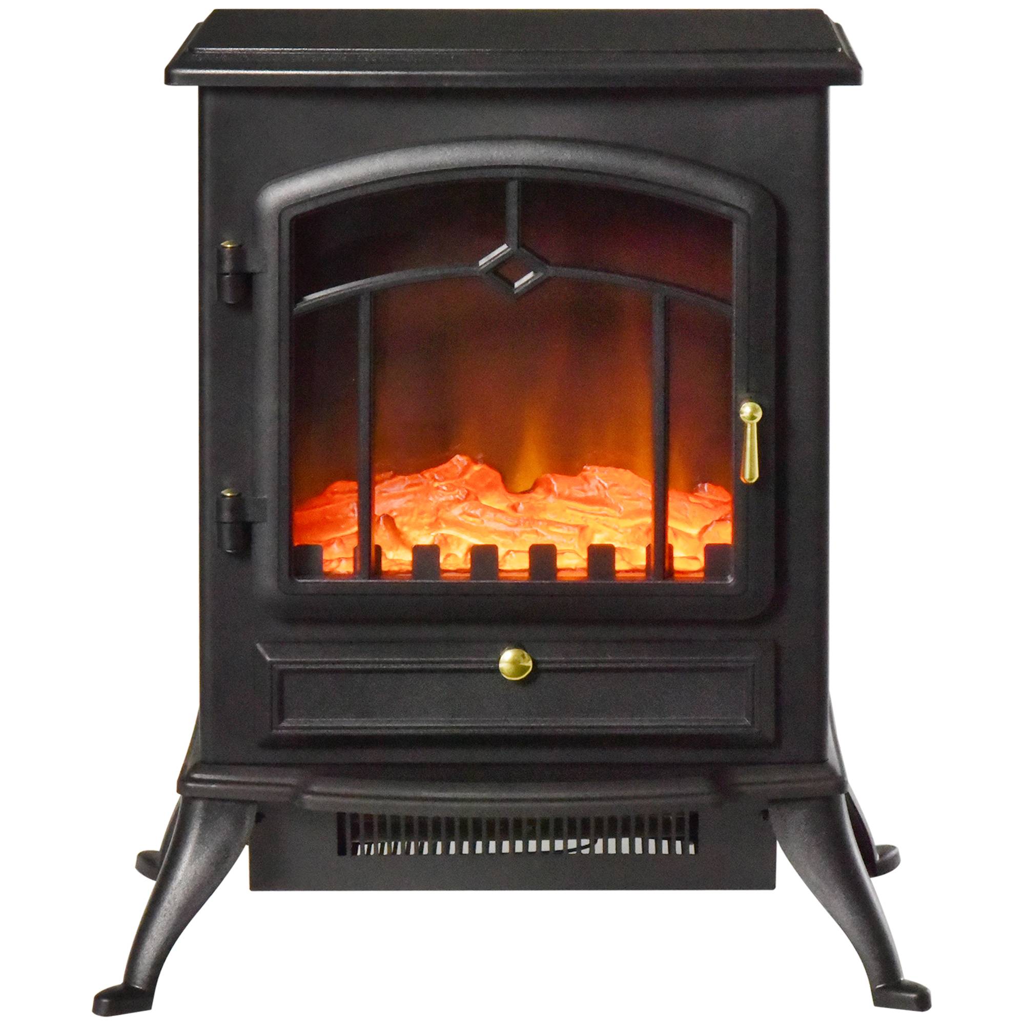 Cheminée décorative avec effet de flamme, thermostat et protection anti-surchauffe 45x28x54 cm noir - Image 2