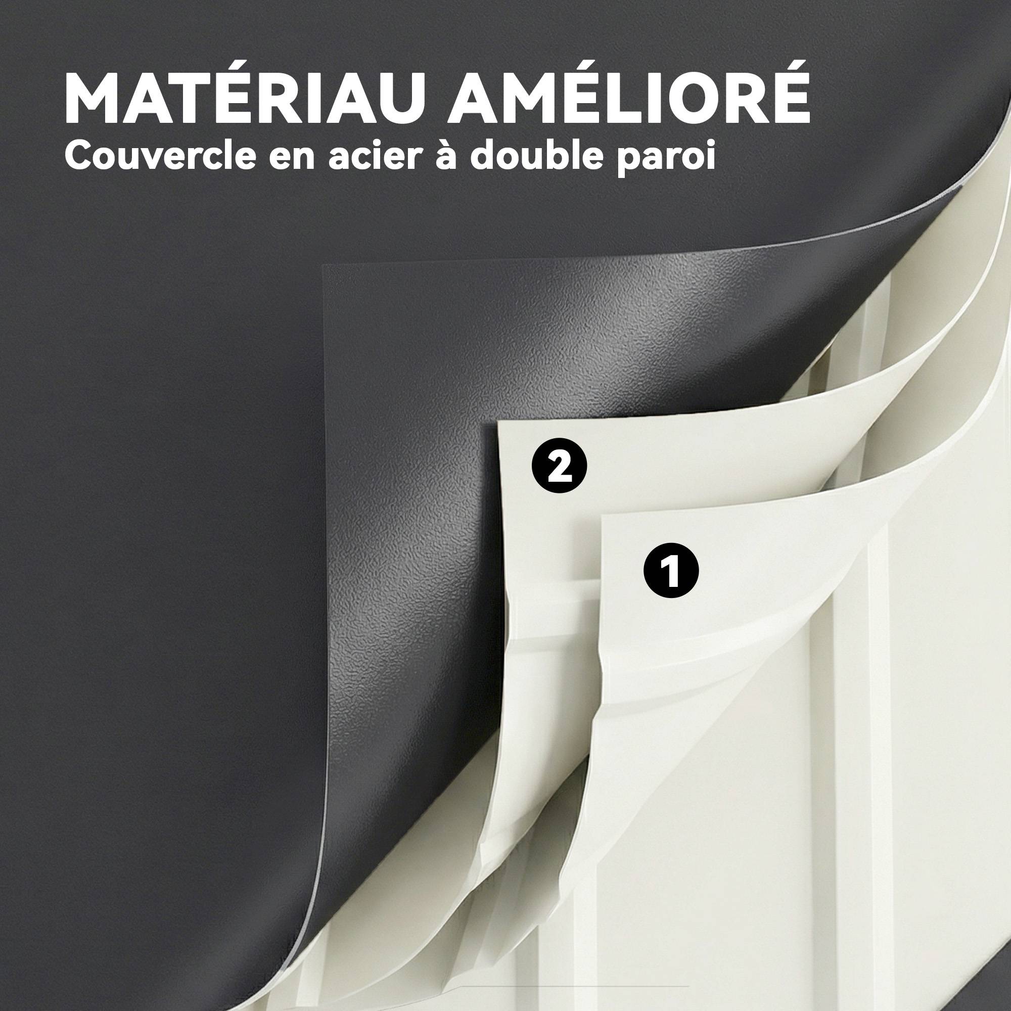 Coffre de rangement métal boîte de jardin 350L double vérins à gaz verrouillable pour coussins outils gris anthracite - Image 9