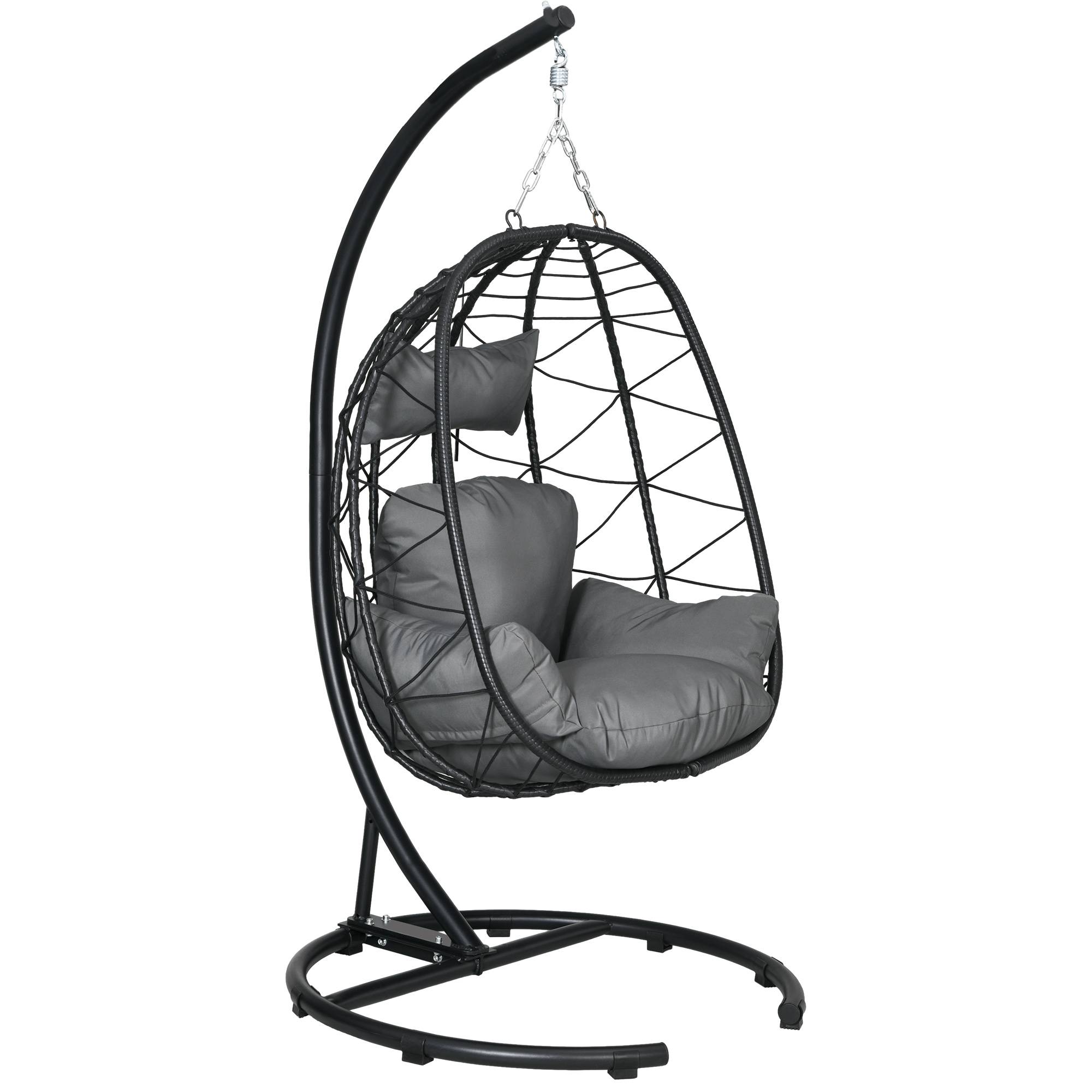 ComfortXL - Fauteuil œuf suspendu acier noir 102 x 102 x 195 cm coussins housse imperméable - ComfortXL Outdoor Living - Image 1
