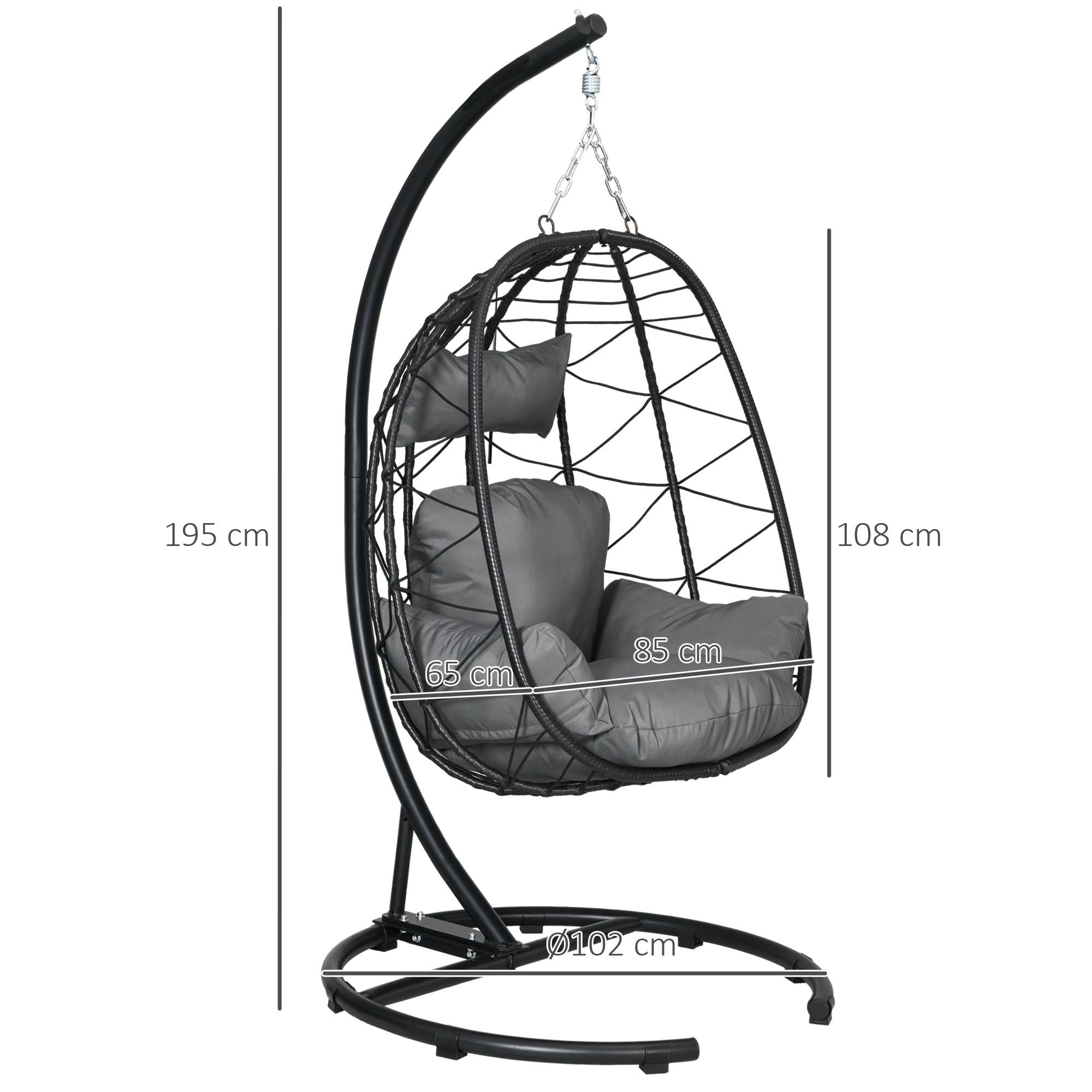 ComfortXL - Fauteuil œuf suspendu acier noir 102 x 102 x 195 cm coussins housse imperméable - ComfortXL Outdoor Living - Image 3