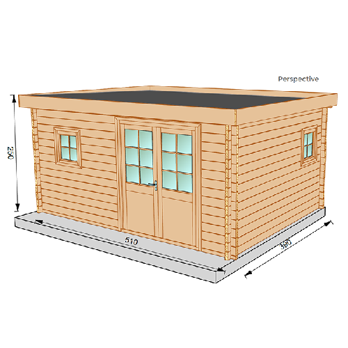 Studio de jardin NANTUA 20m² - Bois Douglas épaisseur 55mm - Porte & fenêtres bois - Toiture Bacacier avec voliges ss toiture - MON CHALET DE JARDIN - Image 5