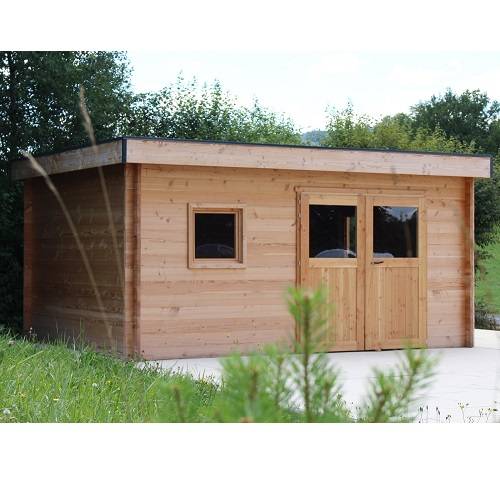 Studio de jardin NANTUA 20m² - Bois Douglas épaisseur 55mm - Porte & fenêtres bois - Toiture Bacacier avec voliges ss toiture - MON CHALET DE JARDIN - Image 3