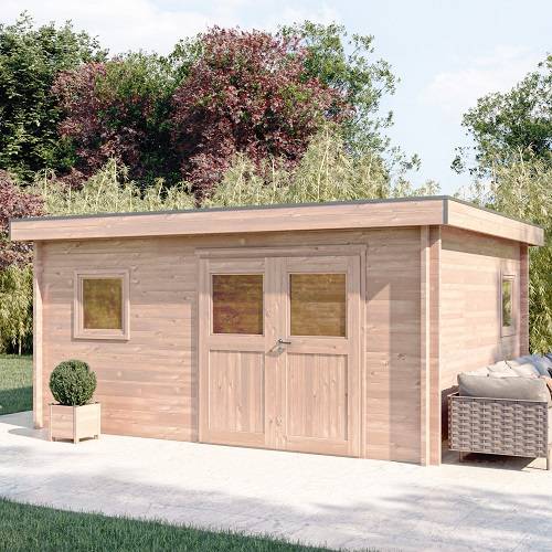 Studio de jardin NANTUA 20m² - Bois Douglas épaisseur 55mm - Porte & fenêtres bois - Toiture Bacacier avec voliges ss toiture - MON CHALET DE JARDIN - Image 1