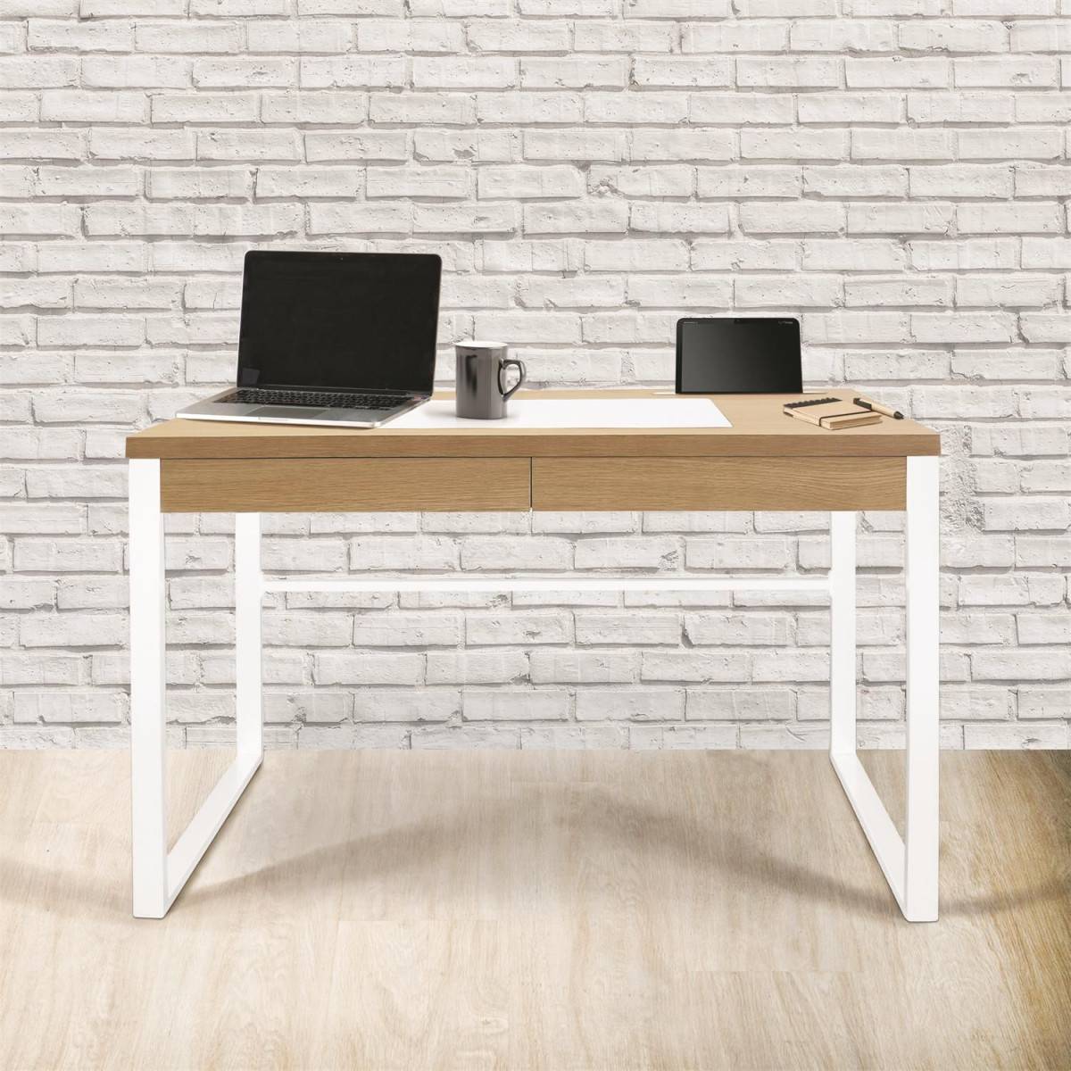 The Home Deco Factory - Bureau industriel en bois et métal avec tiroir - Image 7