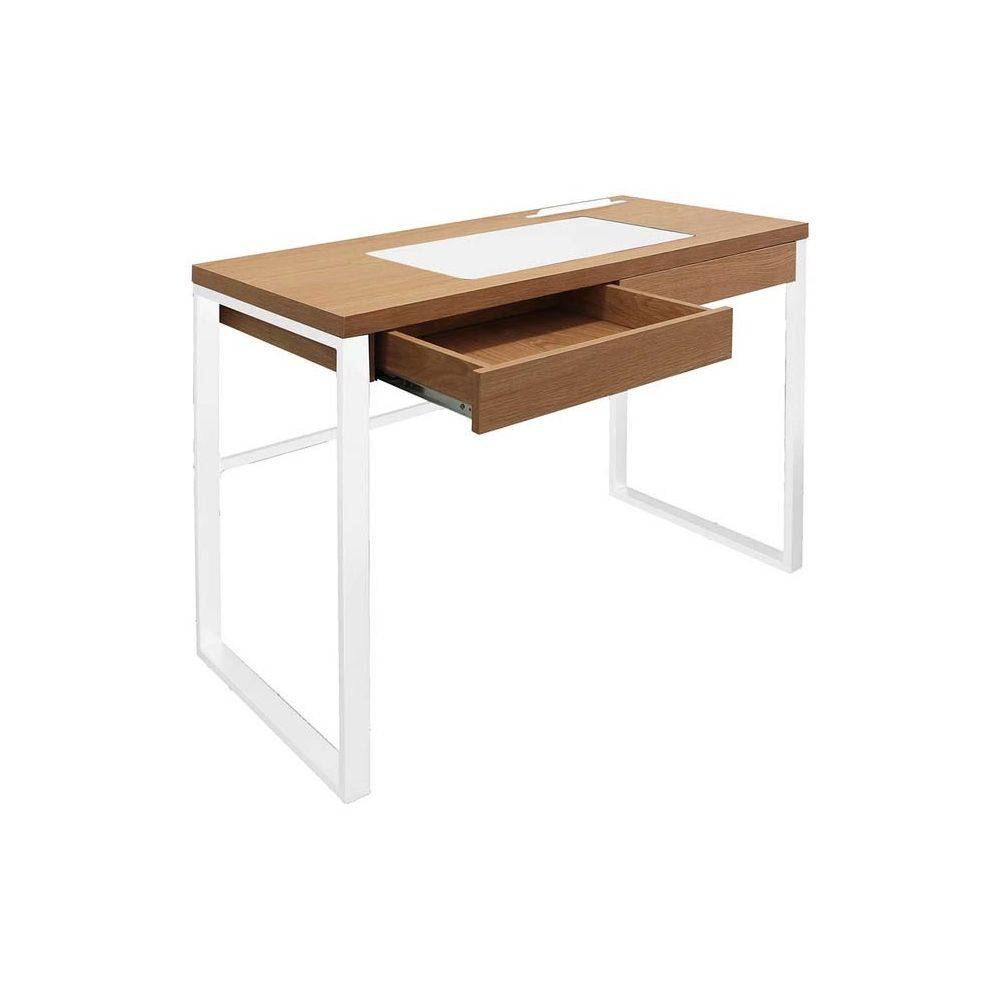 The Home Deco Factory - Bureau industriel en bois et métal avec tiroir - Image 4