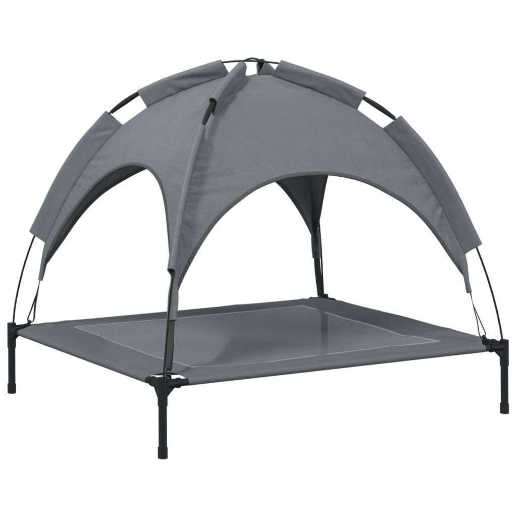 Lit pour chien avec auvent tissu Oxford et acier anthracite 90 x 81 x 81 cm - PANGIVO - Image 6