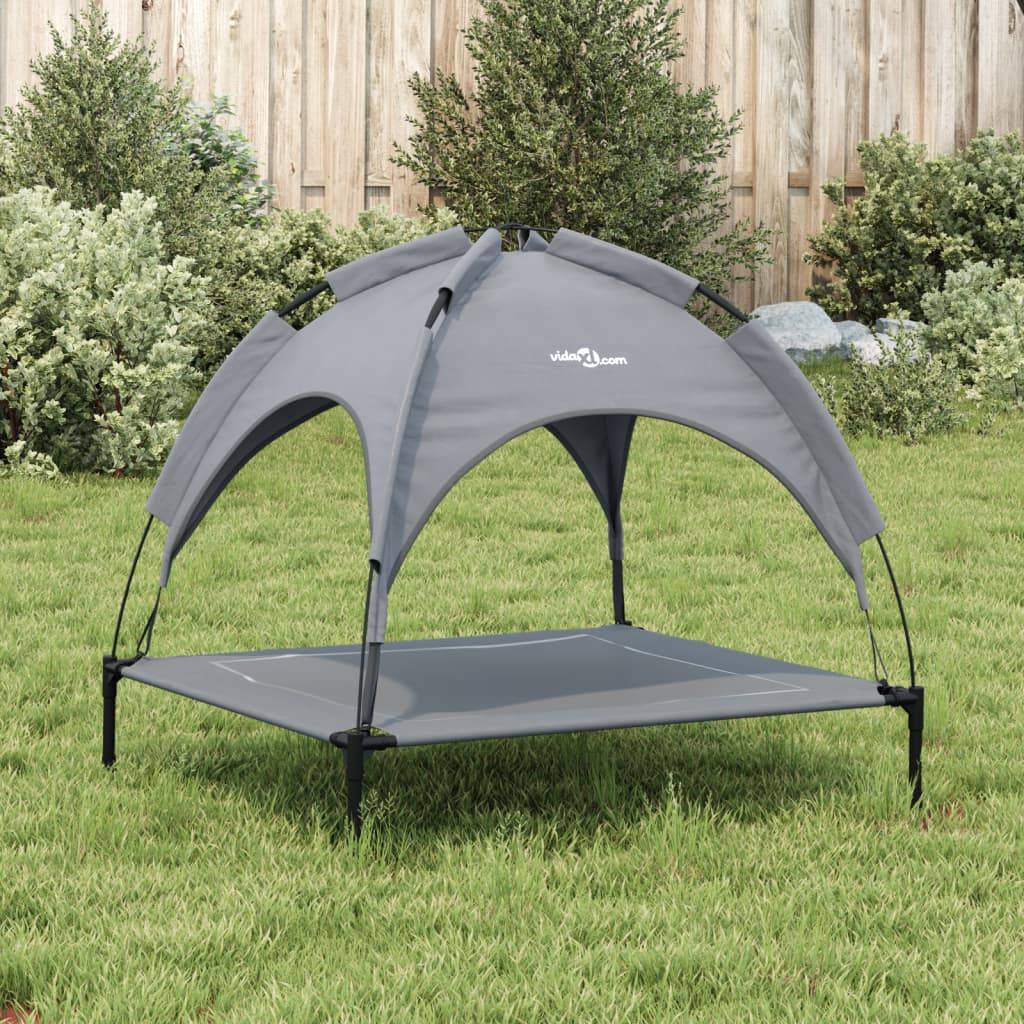 Lit pour chien avec auvent tissu Oxford et acier anthracite 90 x 81 x 81 cm - PANGIVO - Image 3