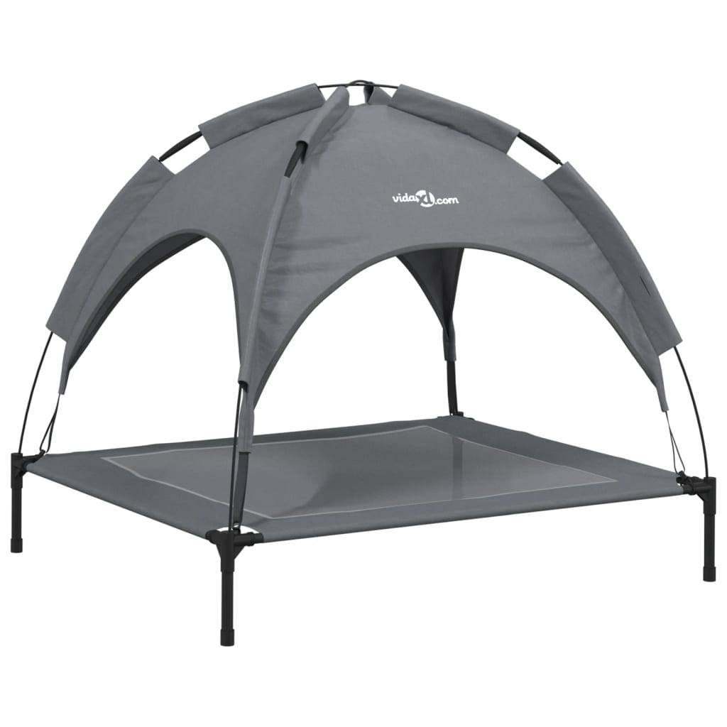 Lit pour chien avec auvent tissu Oxford et acier anthracite 90 x 81 x 81 cm - PANGIVO - Image 2