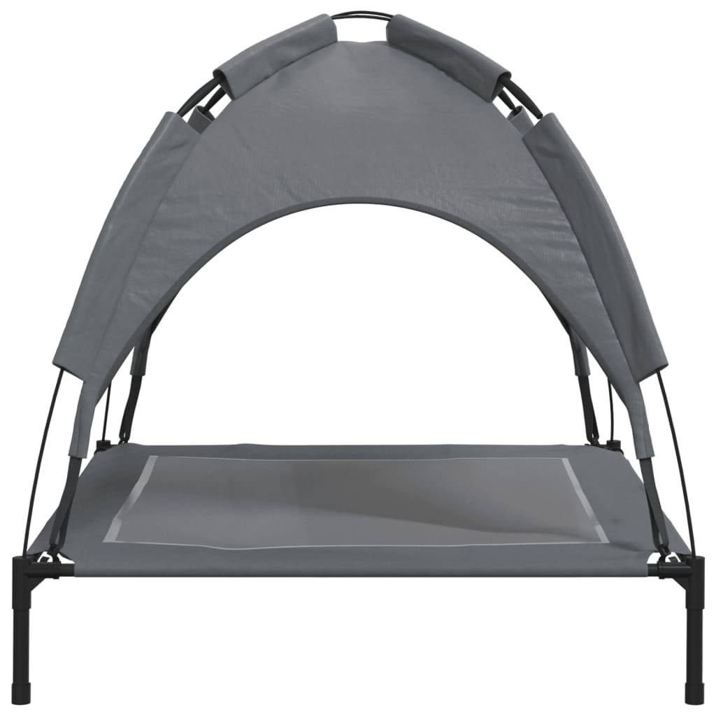 Lit pour chien avec auvent tissu Oxford et acier anthracite 90 x 81 x 81 cm - PANGIVO - Image 5