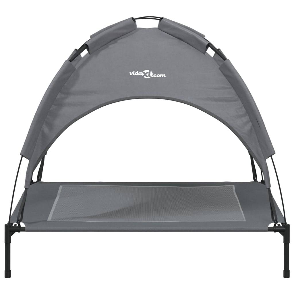 Lit pour chien avec auvent tissu Oxford et acier anthracite 90 x 81 x 81 cm - PANGIVO - Image 4