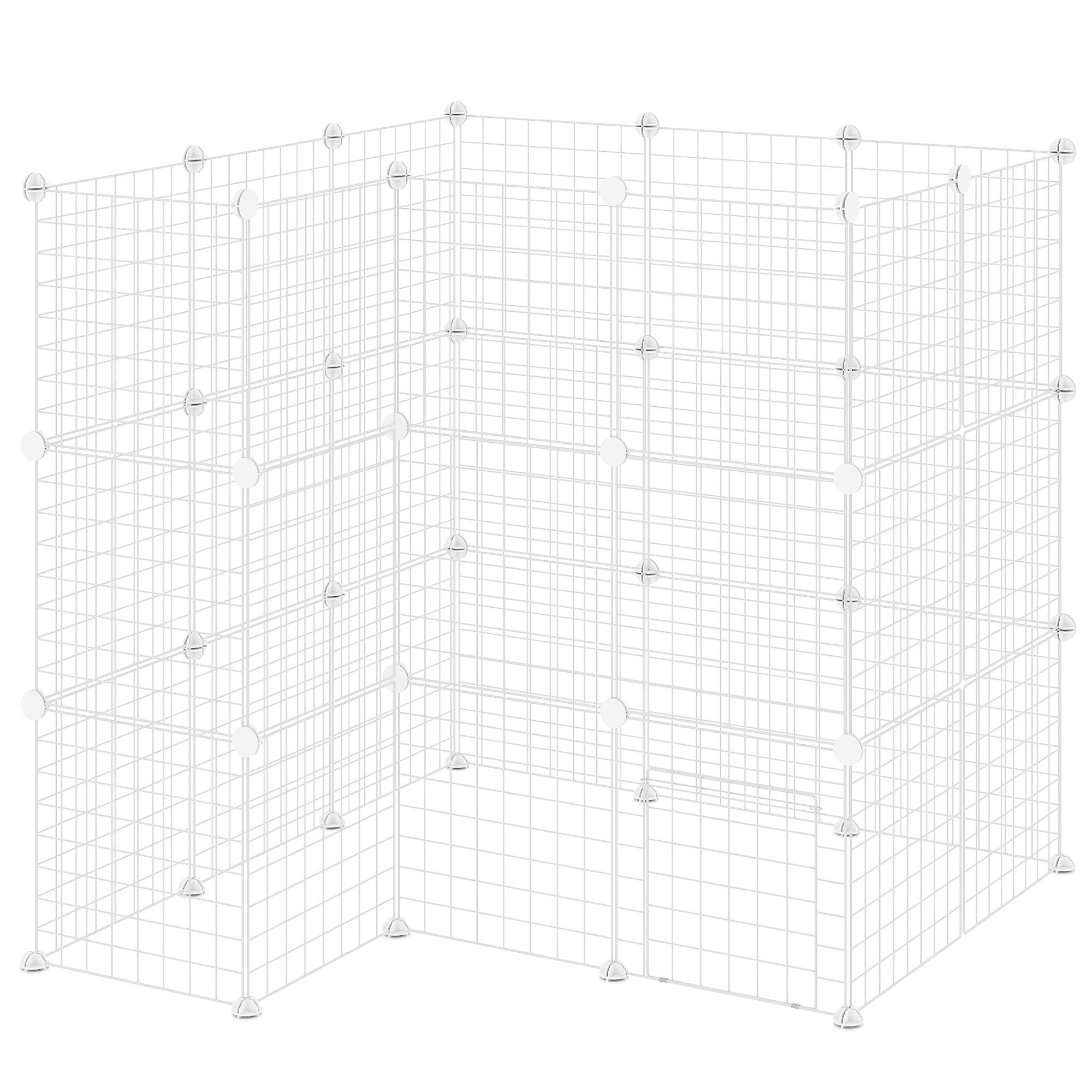 Sans Marque - Cage parc clôture pour animaux domestiques enclos pour petits animaux modulable 2 niveaux fil en acier 146x73x73cm blanc - Image 2
