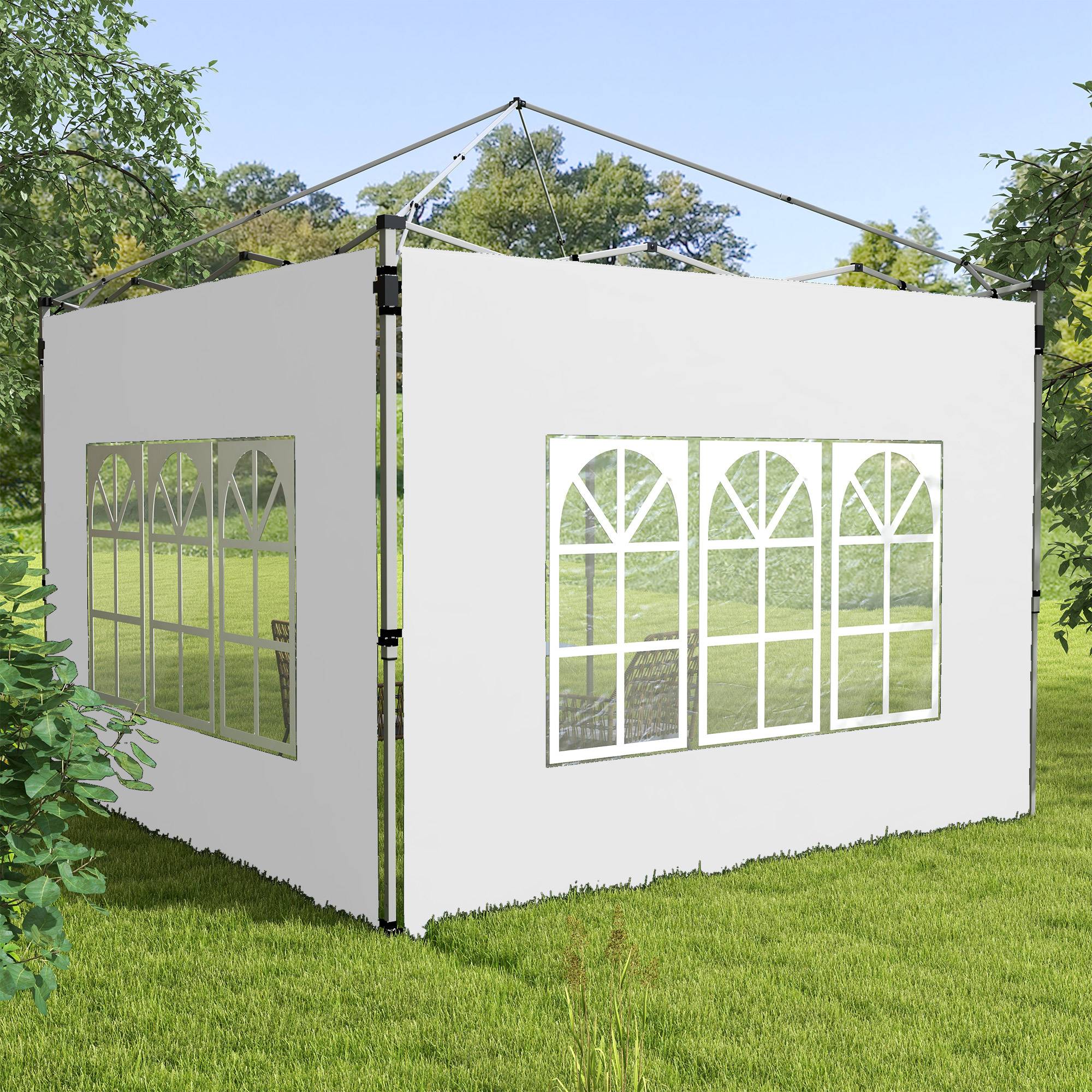 Outsunny - Lot 2 parois latérales tonnelle 3x3m/3x4m 295x195cm panneau pavillon fenêtre tissu oxford blanc - Outsunny - Image 4