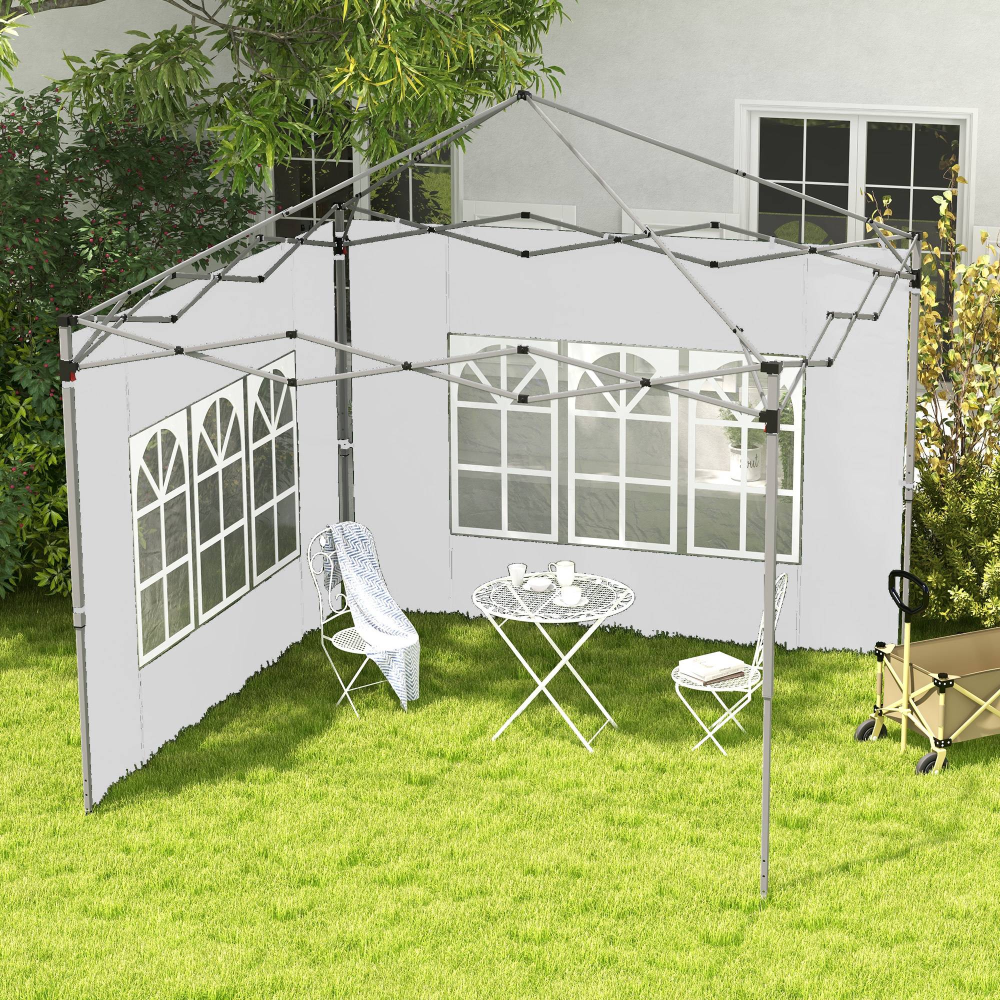 Outsunny - Lot 2 parois latérales tonnelle 3x3m/3x4m 295x195cm panneau pavillon fenêtre tissu oxford blanc - Outsunny - Image 2