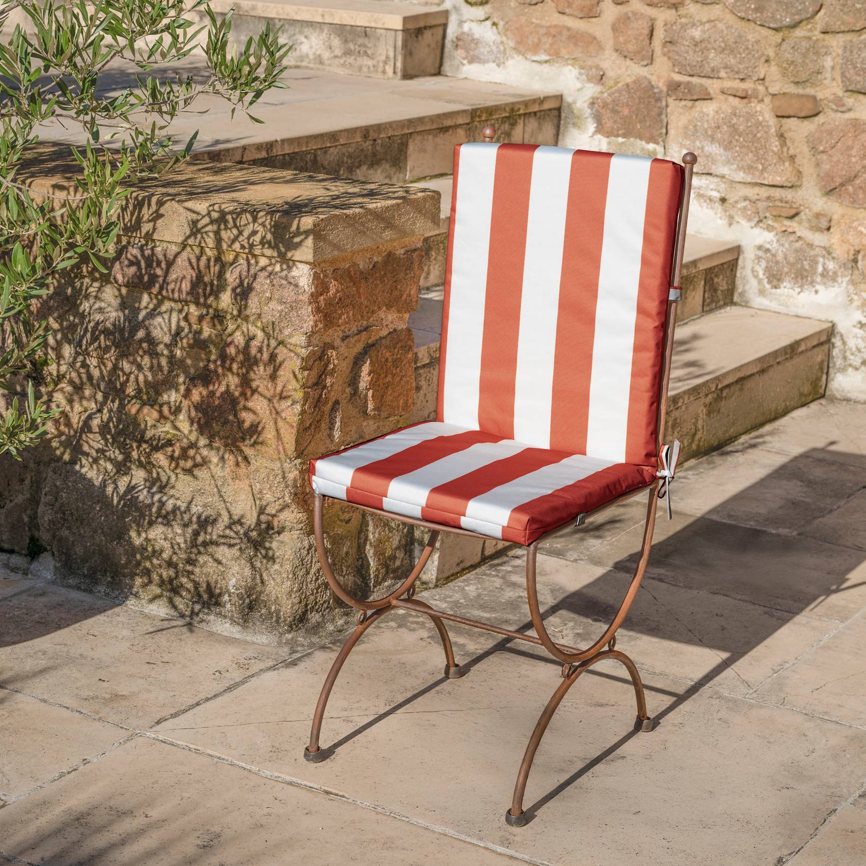 Home Maison - Coussin de fauteuil assise et dossier imperméable à rayures ARCACHON - HOME MAISON - Polyester - Terracotta - Image 5