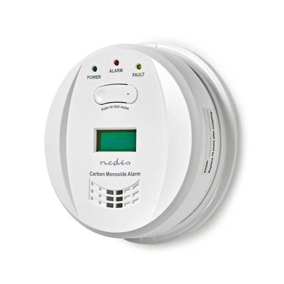 Détecteur de Monoxyde de Carbone CO écran Alarme 85dB 2 piles AA incluses Bouton Test/Silence Nedis - Image 6