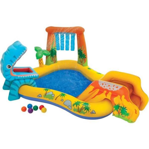 Intex - Aire de jeux gonflable - INTEX - Jurrasic - 272 Litres - 2 ans et + - 249 x 191 x 109 cm - Inclus : 6 balles colorées - Image 1