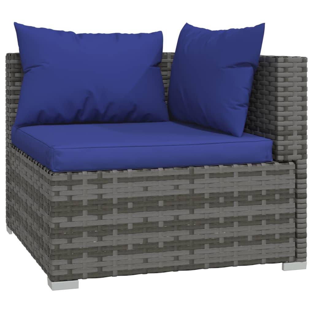 Helloshop26 - Salon de jardin meuble d'extérieur ensemble de mobilier 4 pièces avec coussins résine tressée gris - Image 2