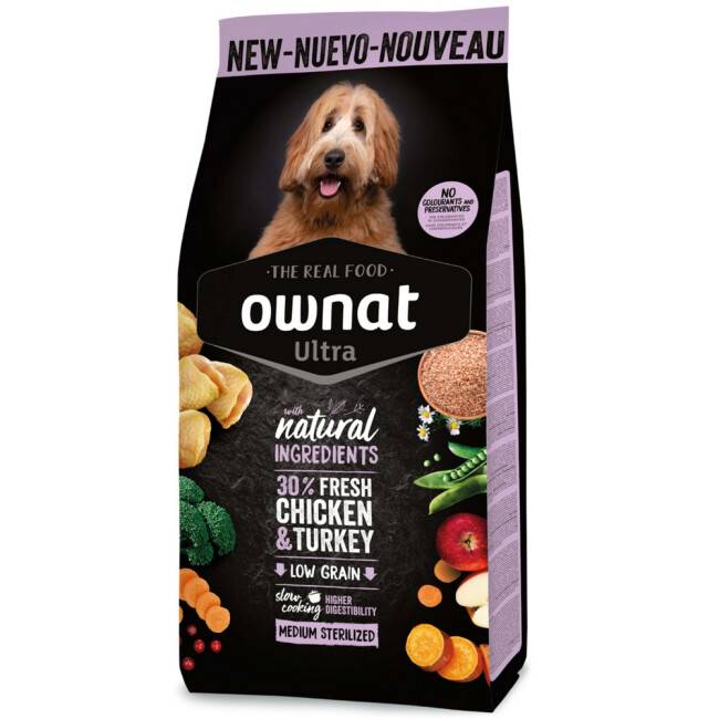 Croquettes Ownat Ultra Sterilized Medium pour chien adulte stérilisé Sac 12 kg