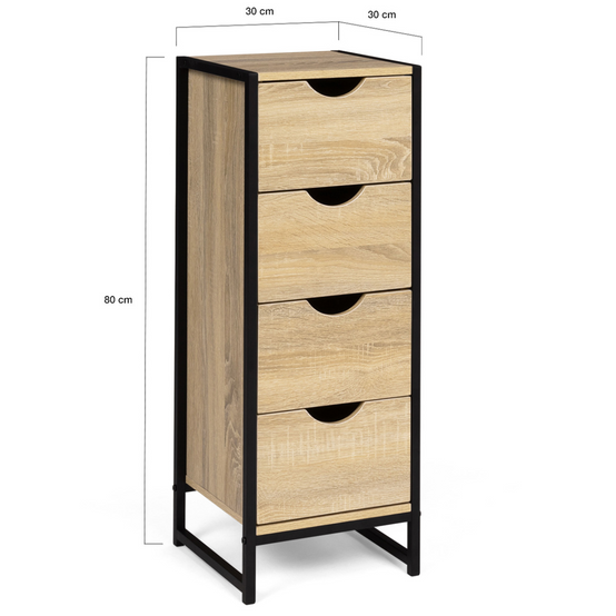 Meuble d'appoint 4 tiroirs DETROIT 30 cm chiffonnier pour entrée salle de bain design industriel - Image 5