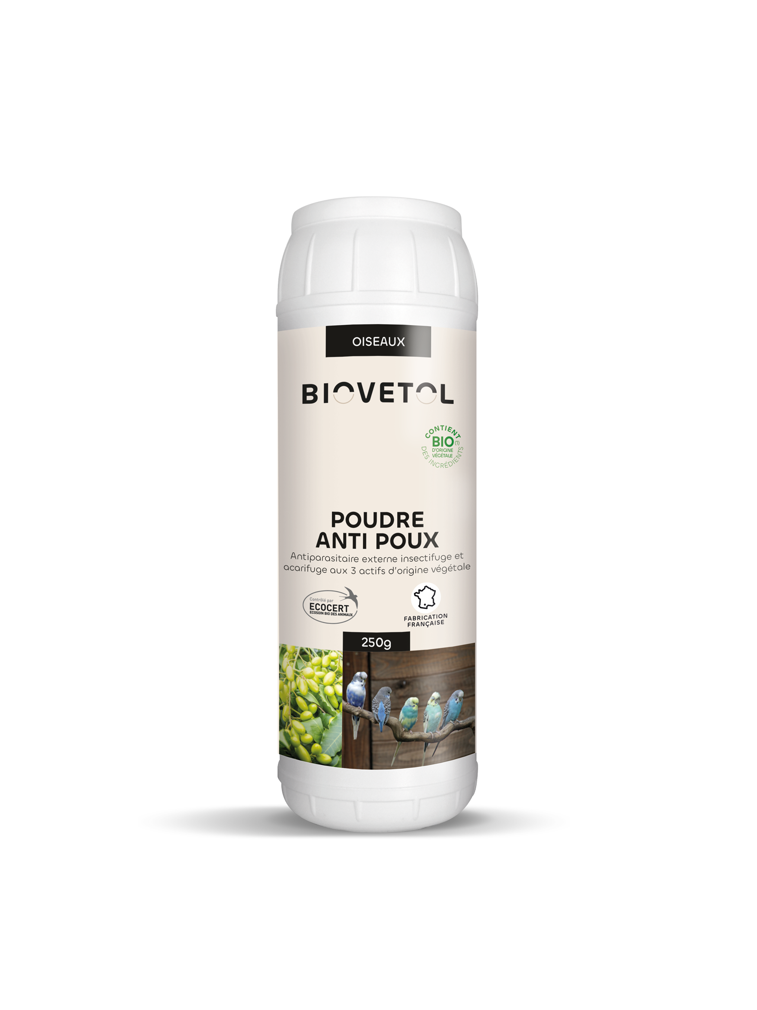 Biovetol - Poudre Anti-Poux pour l'animal Bio Oiseaux - 250g - Image 1