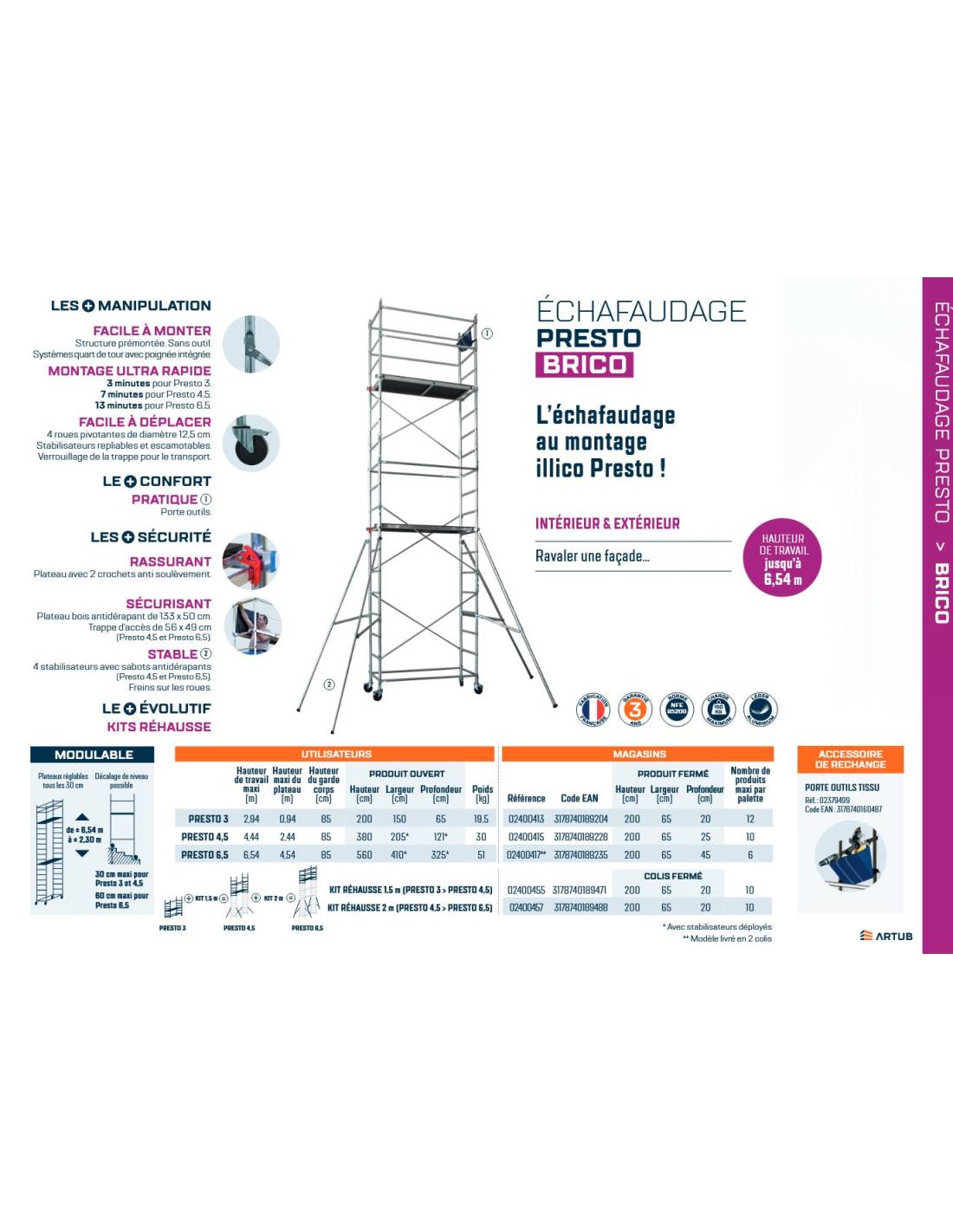 Artub - échafaudage Presto 4,5m Sécurité Et Rapidité D'installation - Artub - Image 2