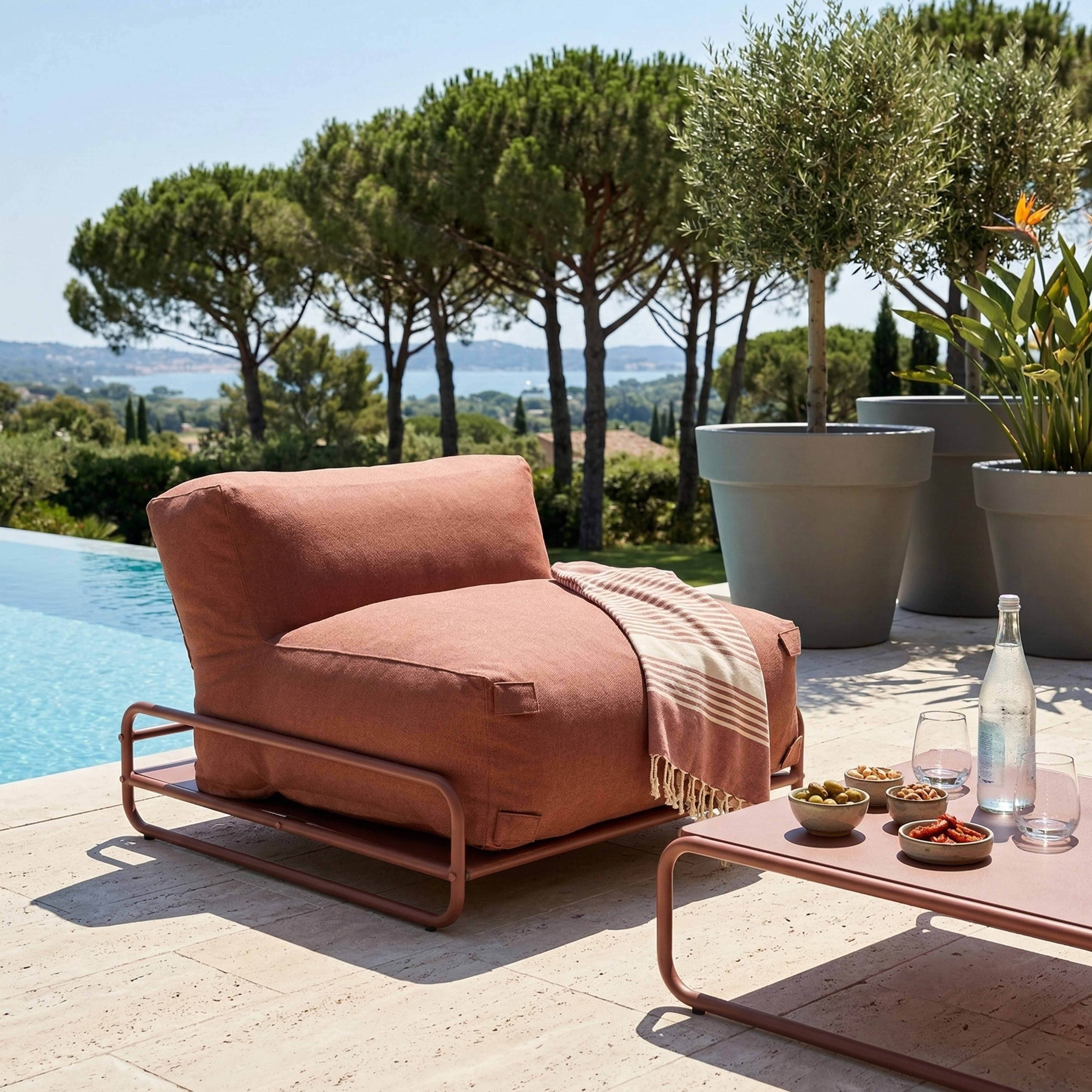 Oviala - Structure pour fauteuil et pouf de salon jardin modulable terracotta Mixi - Oviala - Image 4