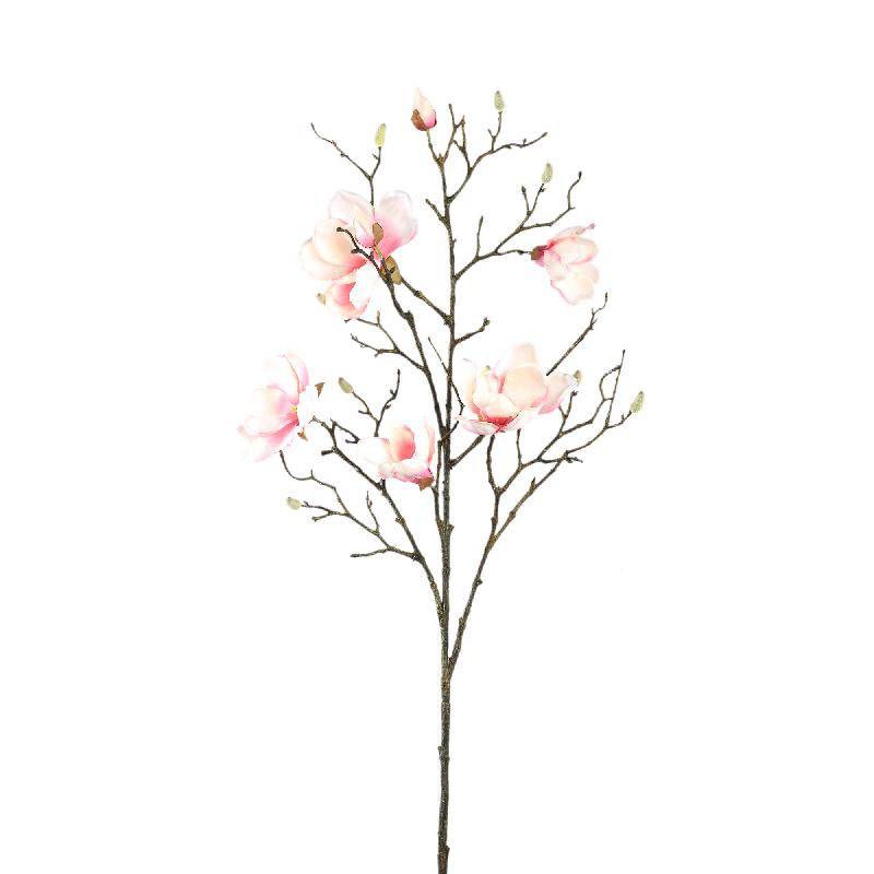 Fleur Magnolia Rose Clair en Polyester Haute Tige 86cm - Image 1