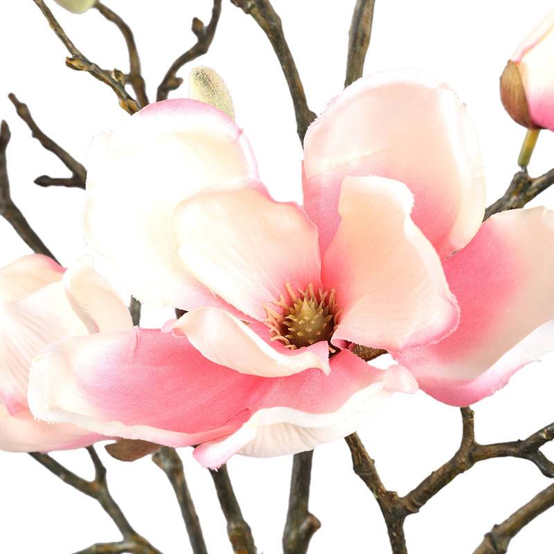 Fleur Magnolia Rose Clair en Polyester Haute Tige 86cm - Image 2