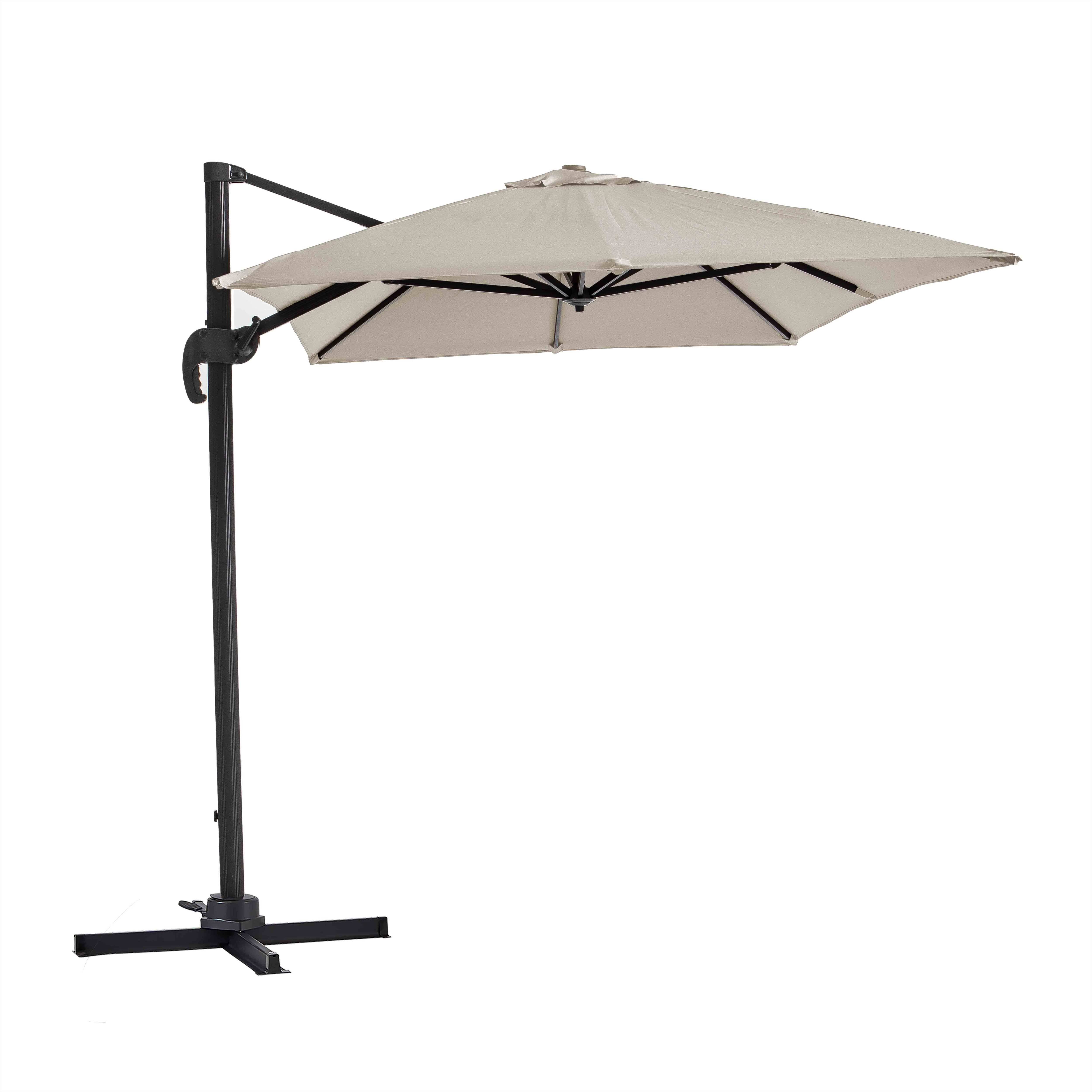 Oviala - Parasol déporté inclinable et rotatif 2x3 m et 4 dalles lestées blanc Amalya - Oviala - Image 4