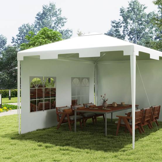 Tonnelle de Jardin Acier 4x3 m Barnum Démontable avec 2 Parois Latérales Blanc - ComfortXL Outdoor Living - Image 9