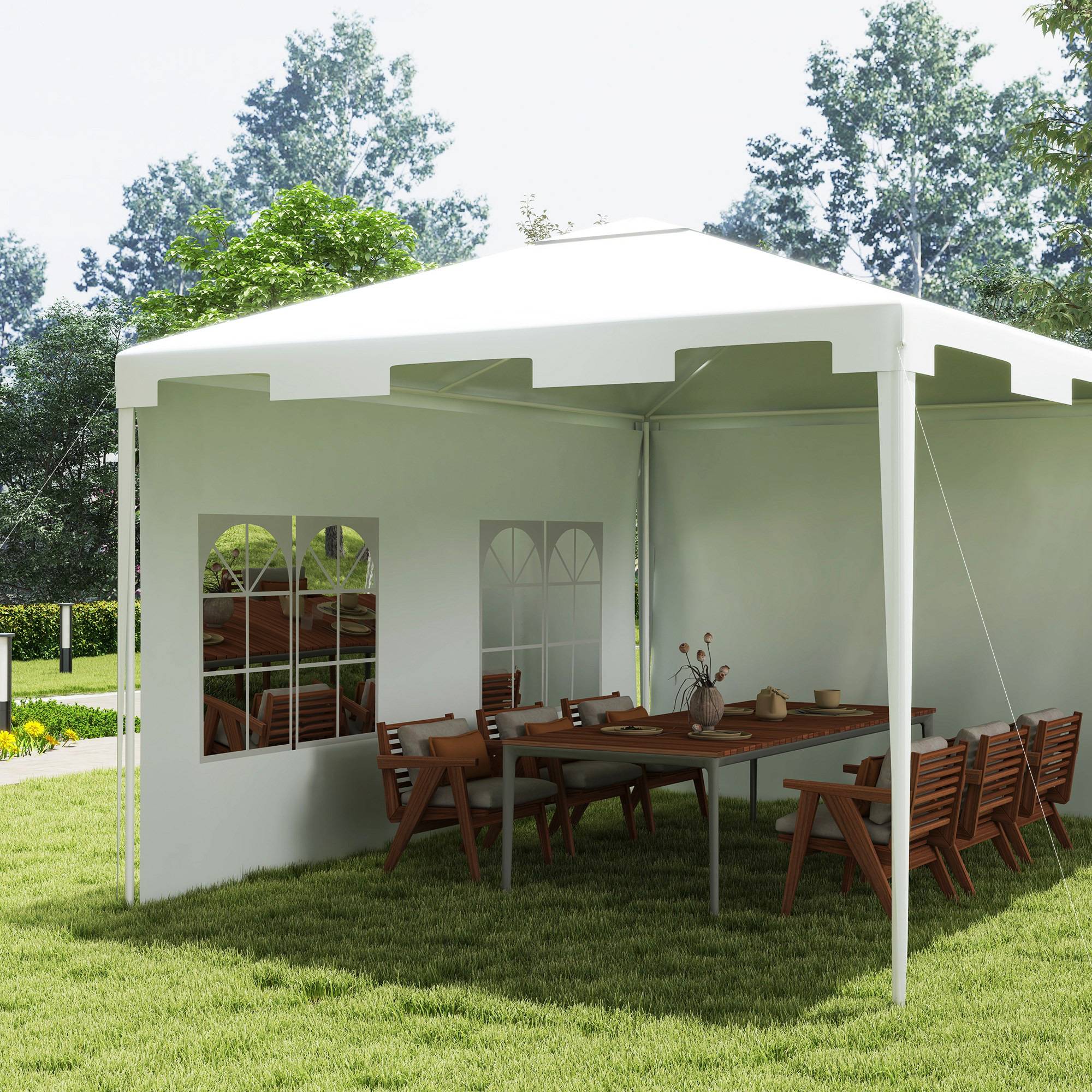 Tonnelle de Jardin Acier 4x3 m Barnum Démontable avec 2 Parois Latérales Blanc - ComfortXL Outdoor Living - Image 9