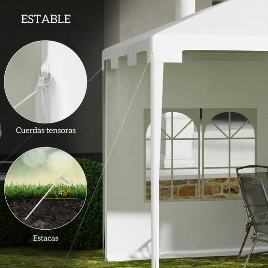 Tonnelle de Jardin Acier 4x3 m Barnum Démontable avec 2 Parois Latérales Blanc - ComfortXL Outdoor Living - Image 8