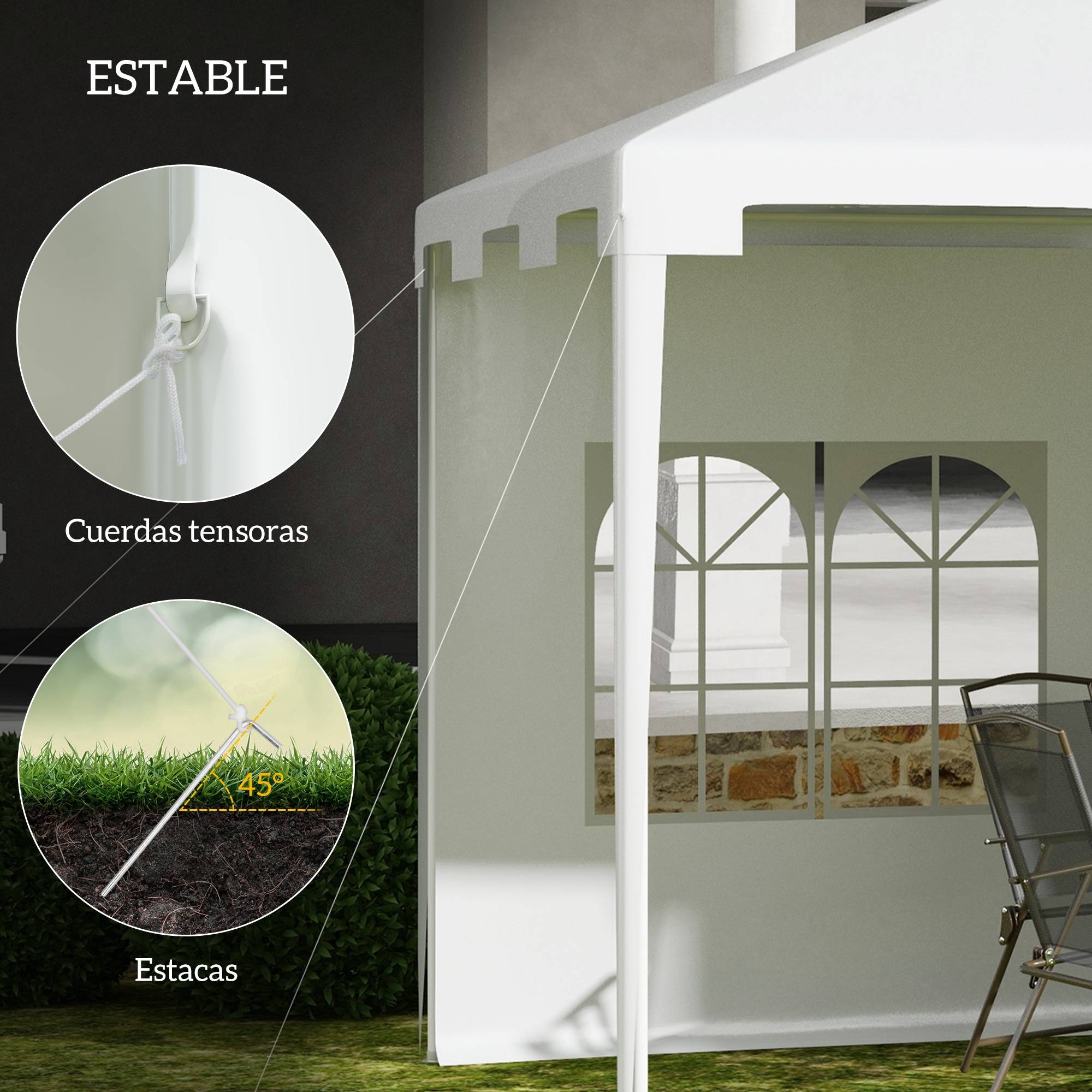 Tonnelle de Jardin Acier 4x3 m Barnum Démontable avec 2 Parois Latérales Blanc - ComfortXL Outdoor Living - Image 8