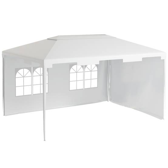 Tonnelle de Jardin Acier 4x3 m Barnum Démontable avec 2 Parois Latérales Blanc - ComfortXL Outdoor Living - Image 1