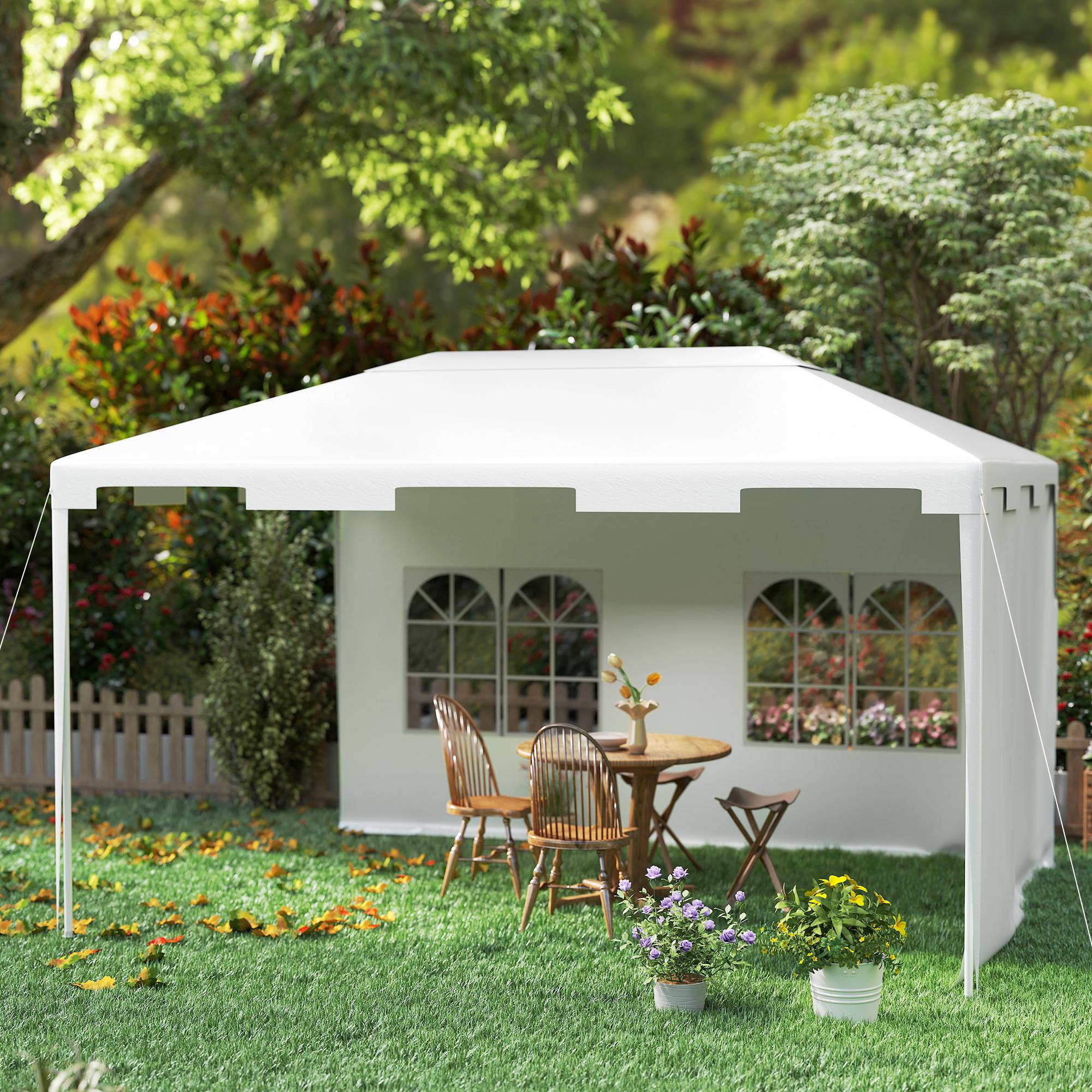Tonnelle de Jardin Acier 4x3 m Barnum Démontable avec 2 Parois Latérales Blanc - ComfortXL Outdoor Living - Image 10
