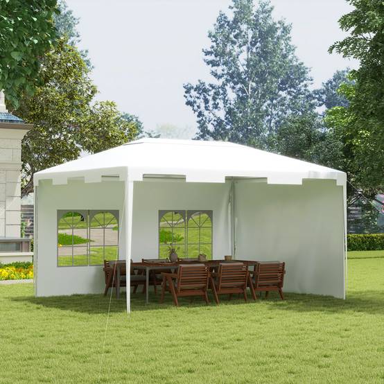 Tonnelle de Jardin Acier 4x3 m Barnum Démontable avec 2 Parois Latérales Blanc - ComfortXL Outdoor Living - Image 3