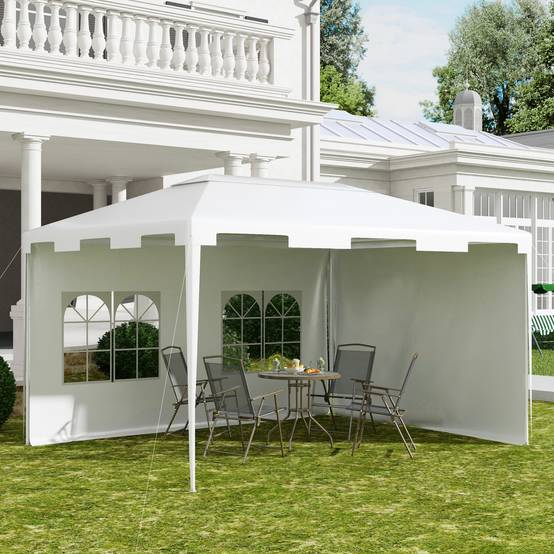 Tonnelle de Jardin Acier 4x3 m Barnum Démontable avec 2 Parois Latérales Blanc - ComfortXL Outdoor Living - Image 4