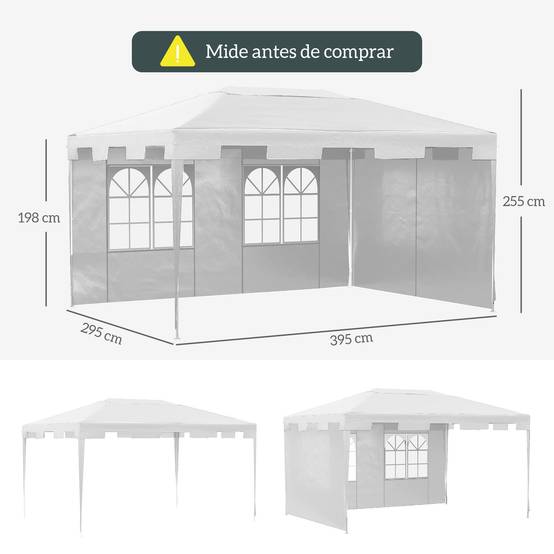 Tonnelle de Jardin Acier 4x3 m Barnum Démontable avec 2 Parois Latérales Blanc - ComfortXL Outdoor Living - Image 5