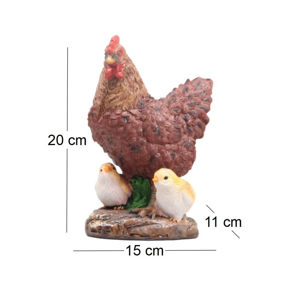 Farmwood Animals - Poule avec poussins en résine 15 x 11 x 20 cm - Image 2