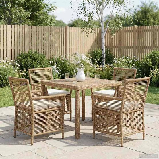 Chaises de jardin polyrotin beige et crème 61 x 58 x 83 cm, Poids:25.2kg - PANGIVO - Image 1