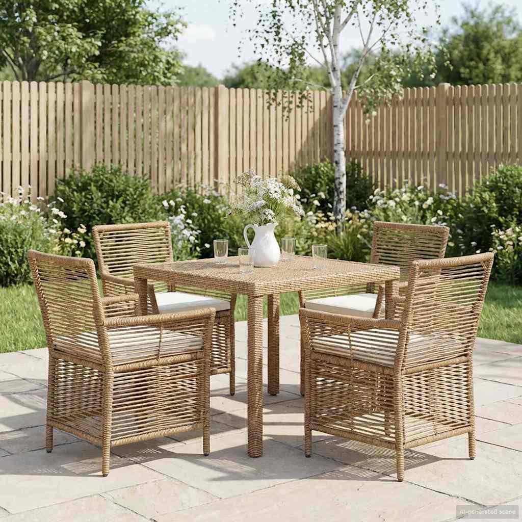 Chaises de jardin polyrotin beige et crème 61 x 58 x 83 cm, Poids:25.2kg - PANGIVO - Image 1