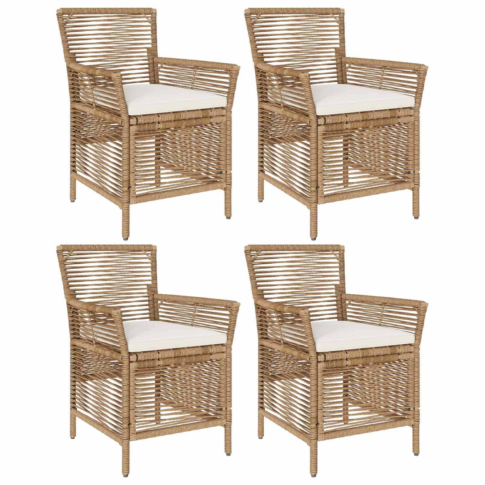Chaises de jardin polyrotin beige et crème 61 x 58 x 83 cm, Poids:25.2kg - PANGIVO - Image 2