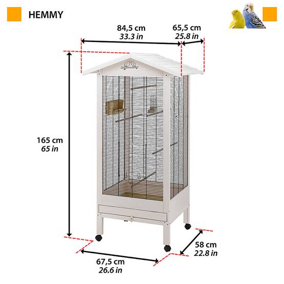 Ferplast - Ferplast Volière Cage à Oiseaux HEMMY Cage pour Oiseaux, Canaris, Pinsons, Perruches Ondulées, Inséparables, en Bois, Accessoires inclus Mangeoires - Image 2