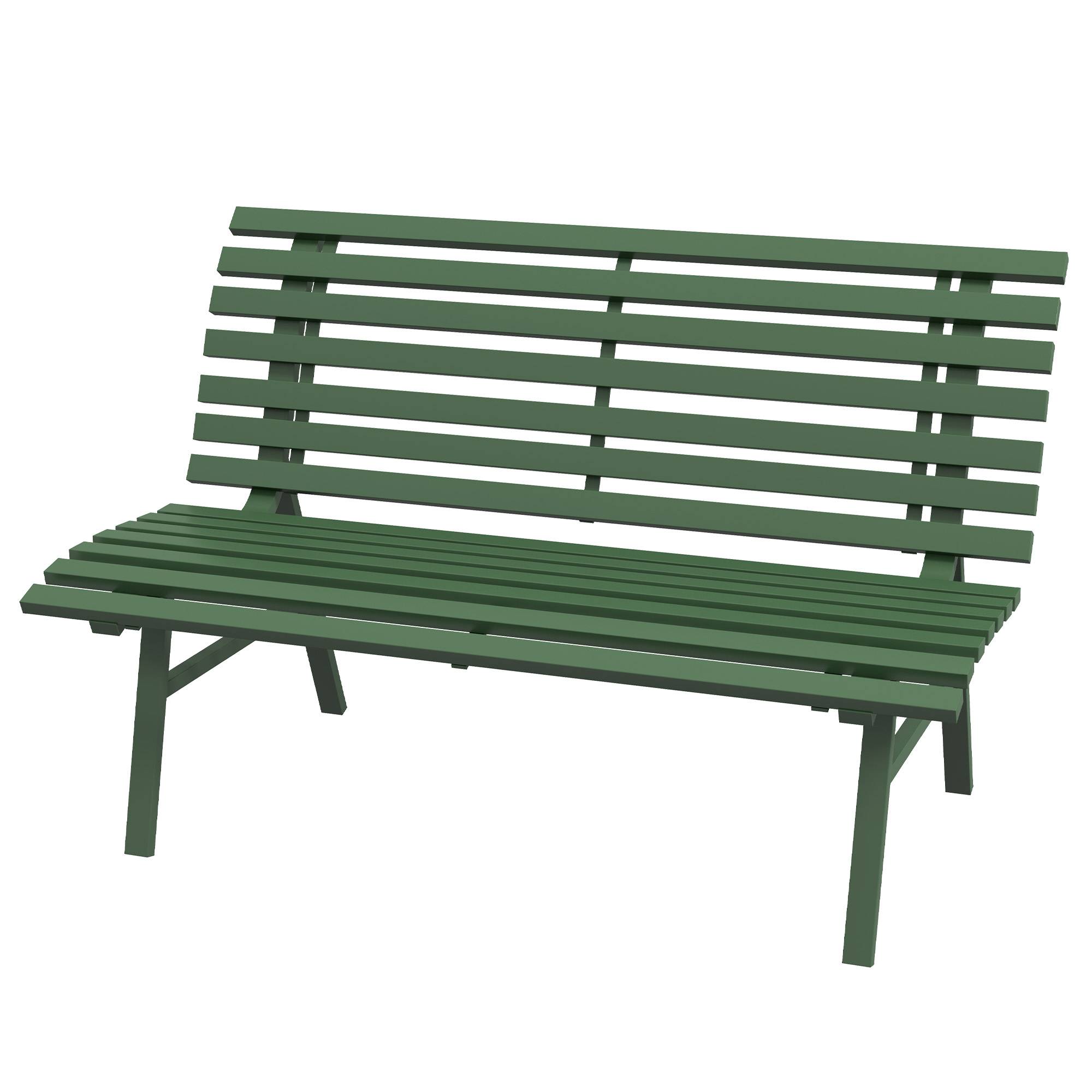 Banc de jardin, banc de parc, structure à lattes, résistant aux intempéries, aluminium, 123 x 67 x 79 cm, vert - Image 2