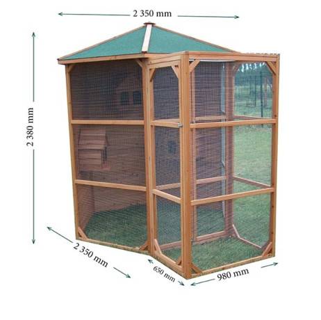 Volière à oiseaux Conure hexagonale en bois avec sas d'entrée - Image 5