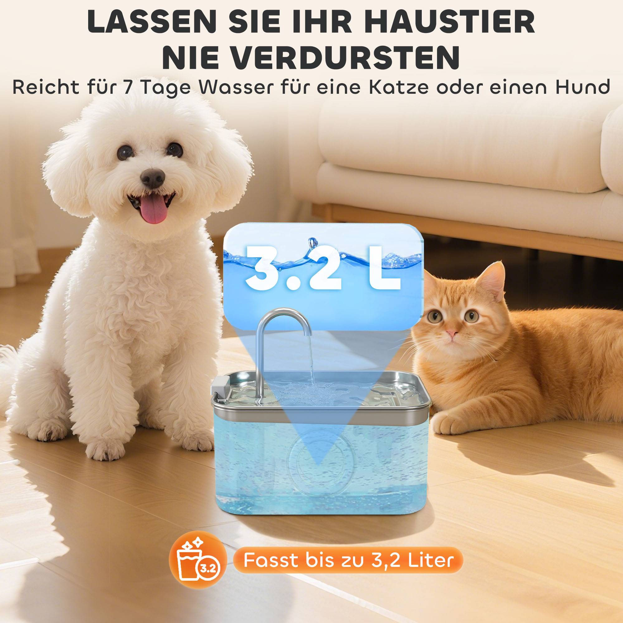 Fontaine à eau pour chats de 3,2 L avec pompe silencieuse et filtre à charbon actif - Image 7